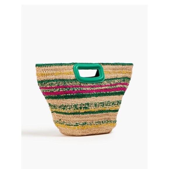NEW Maje Mini Striped Raffia Bag - Picture 2 of 16